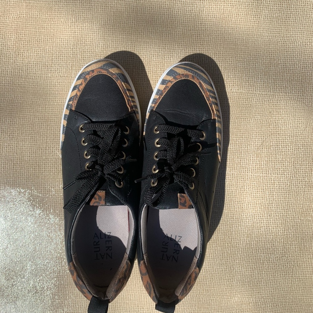 Naturalizer Black Cheetah/Zebra Leather Sneakers